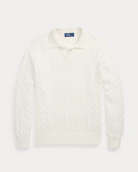 Ralph Lauren Men's Cable-Knit Cotton Polo-Collar Sweater