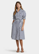 Ralph Lauren Women's Belted Striped Cotton Shirtdress