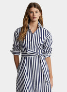 Ralph Lauren Women's Belted Striped Cotton Shirtdress