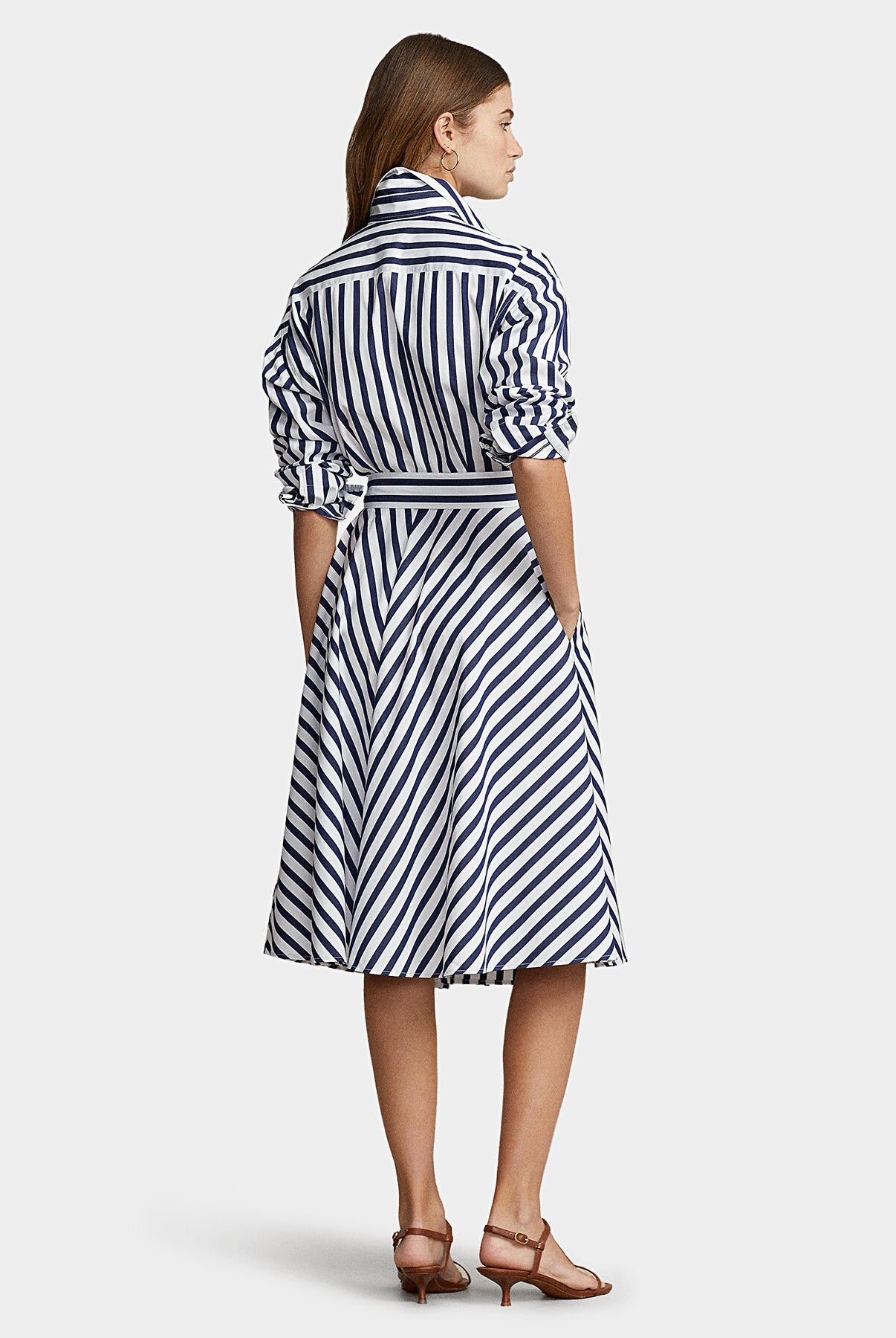 Ralph Lauren Women's Belted Striped Cotton Shirtdress