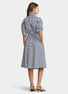 Ralph Lauren Women's Belted Striped Cotton Shirtdress