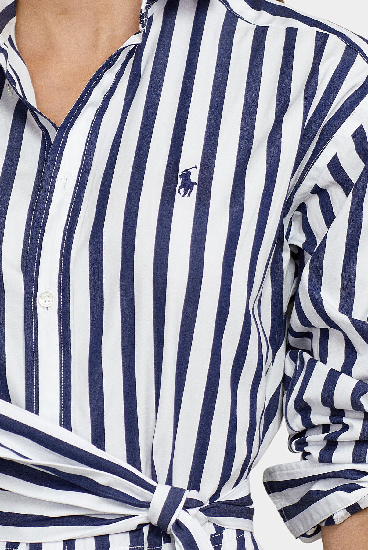 Ralph Lauren Women's Belted Striped Cotton Shirtdress