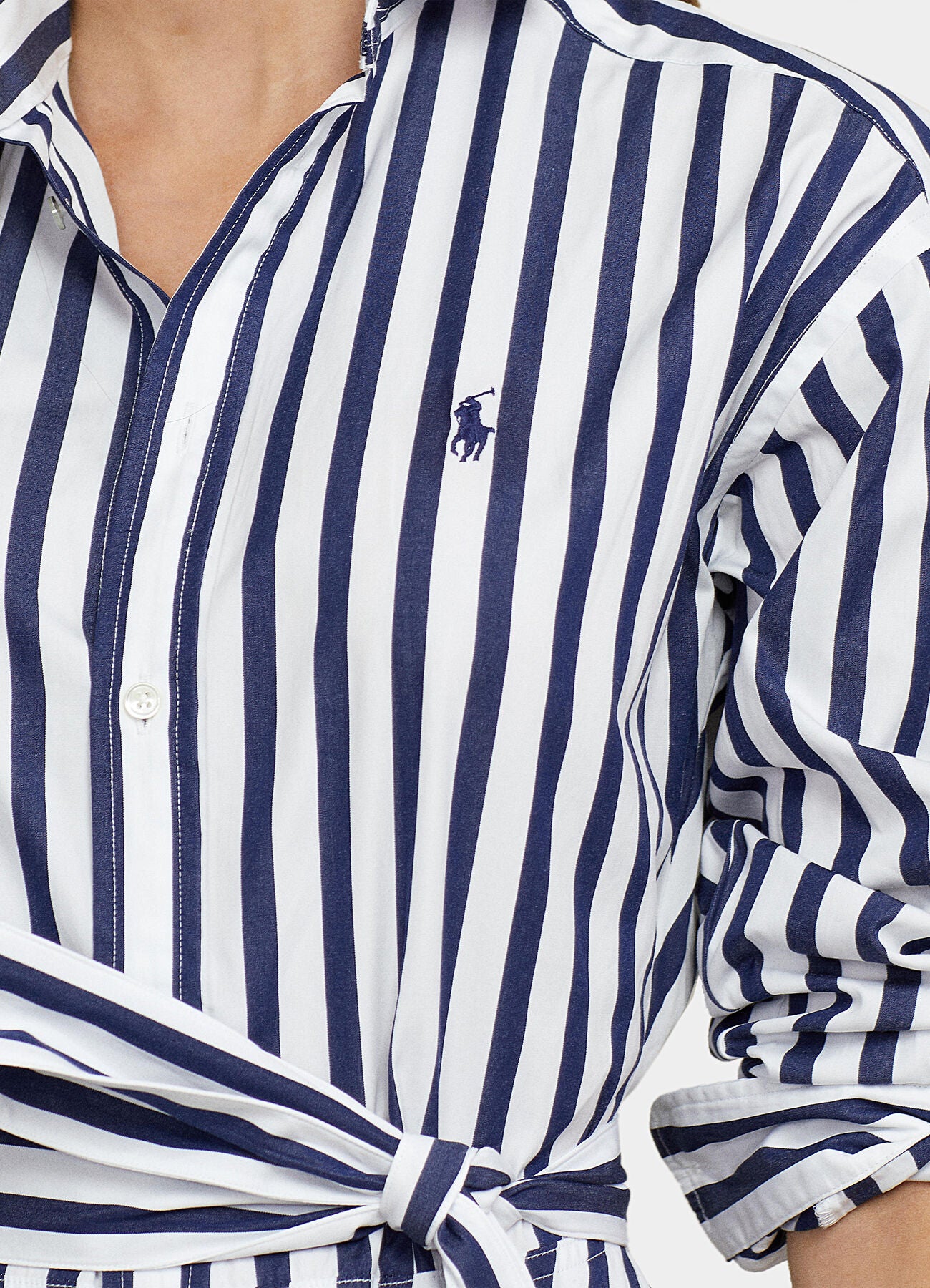 Ralph Lauren Women's Belted Striped Cotton Shirtdress