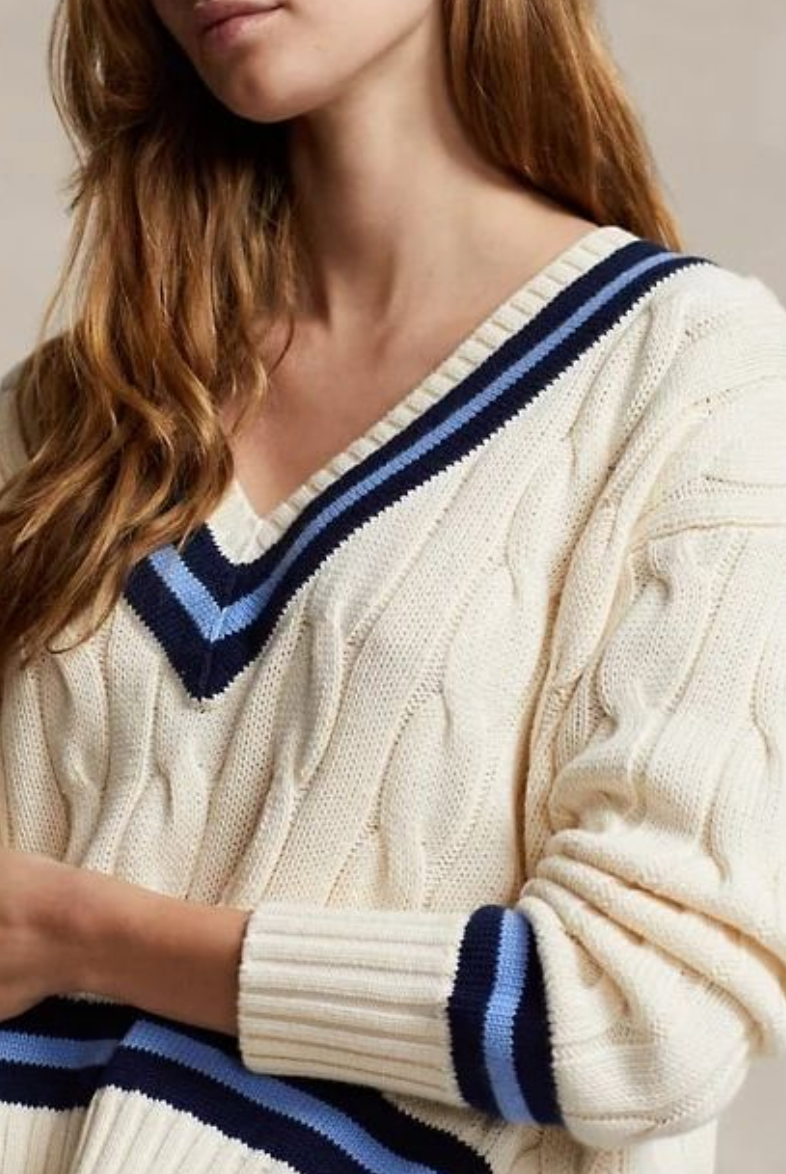 Ralph Lauren Women's Cable-Knit Cotton Cricket Jumper