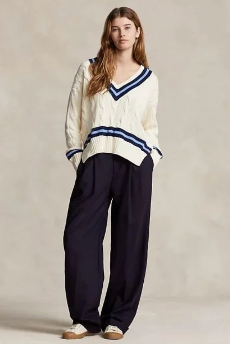 Ralph Lauren Women's Cable-Knit Cotton Cricket Jumper