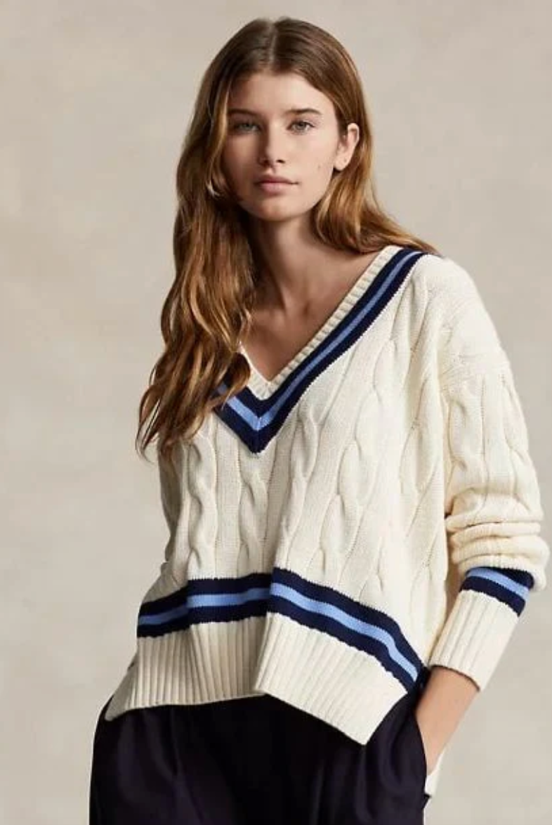 Ralph Lauren Women's Cable-Knit Cotton Cricket Jumper