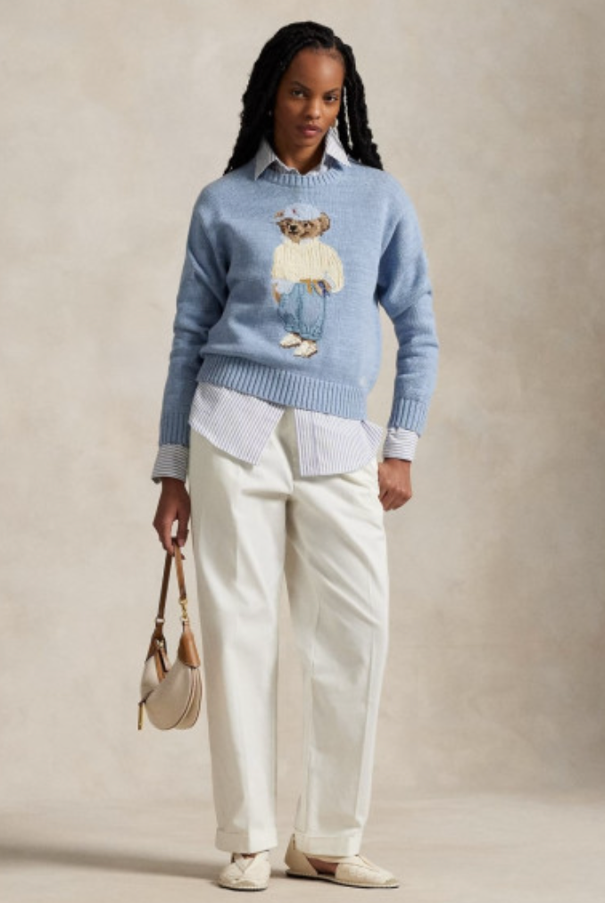 Ralph Lauren Women's Cotton Bear Pullover Sweater