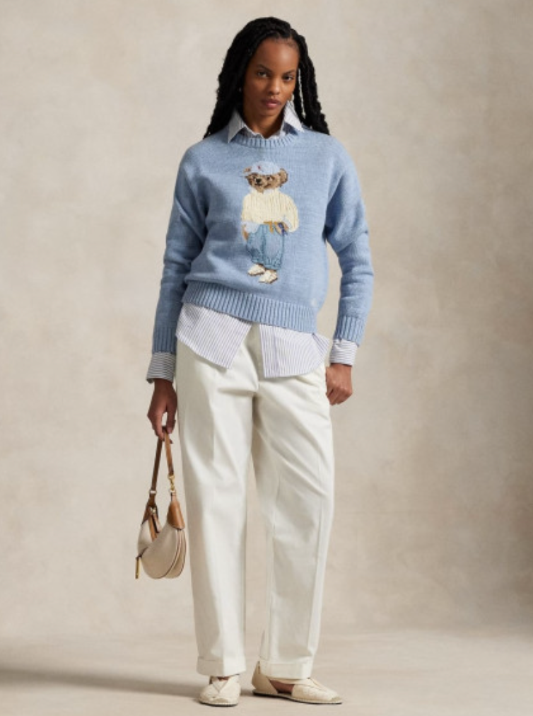 Ralph Lauren Women's Cotton Bear Pullover Sweater