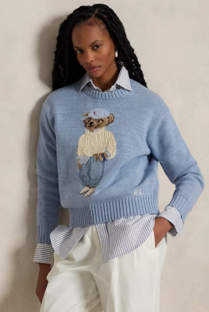 Ralph Lauren Women's Cotton Bear Pullover Sweater