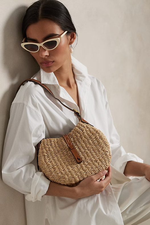 Ralph Lauren Women's ID Raffia Small Shoulder Bag