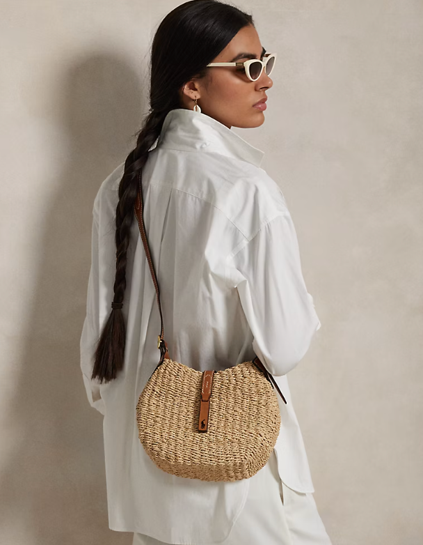 Ralph Lauren Women's ID Raffia Small Shoulder Bag