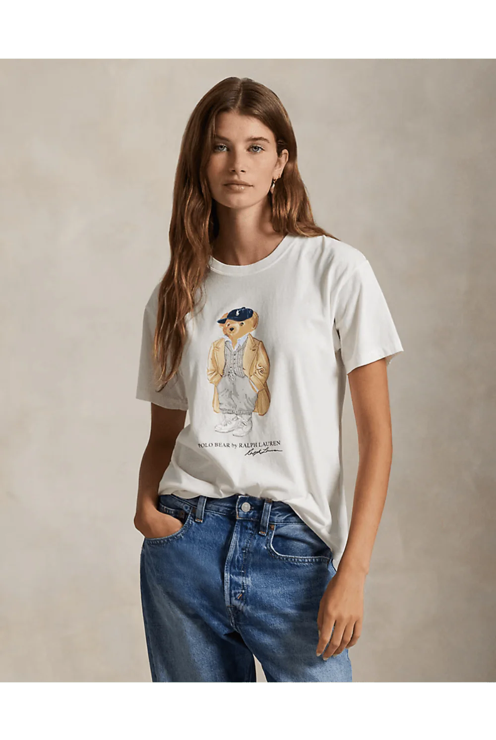 Ralph Lauren Women's  Polo Bear Cotton Jersey T-Shirt White