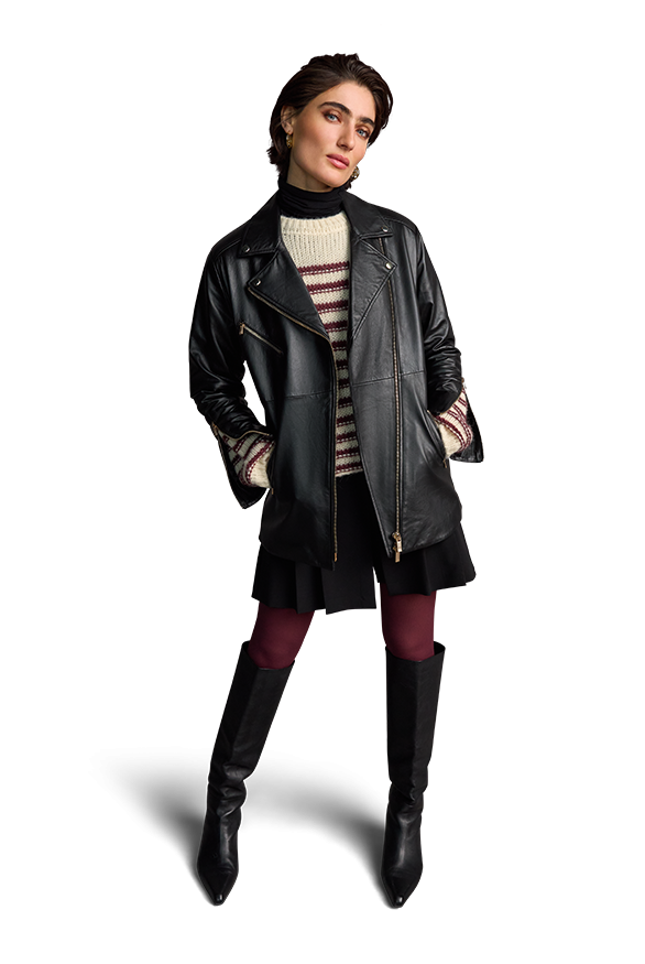 Riani Women's Biker-Style Lamb Nappa Leather Jacket