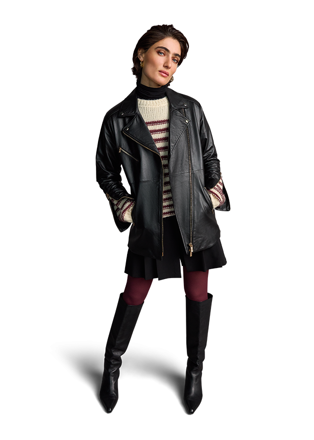 Riani Women's Biker-Style Lamb Nappa Leather Jacket