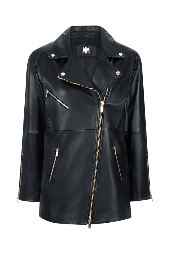 Riani Women's Biker-Style Lamb Nappa Leather Jacket