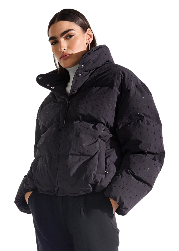 Riani Women's Cropped Quilted Jacket With Rhinestones