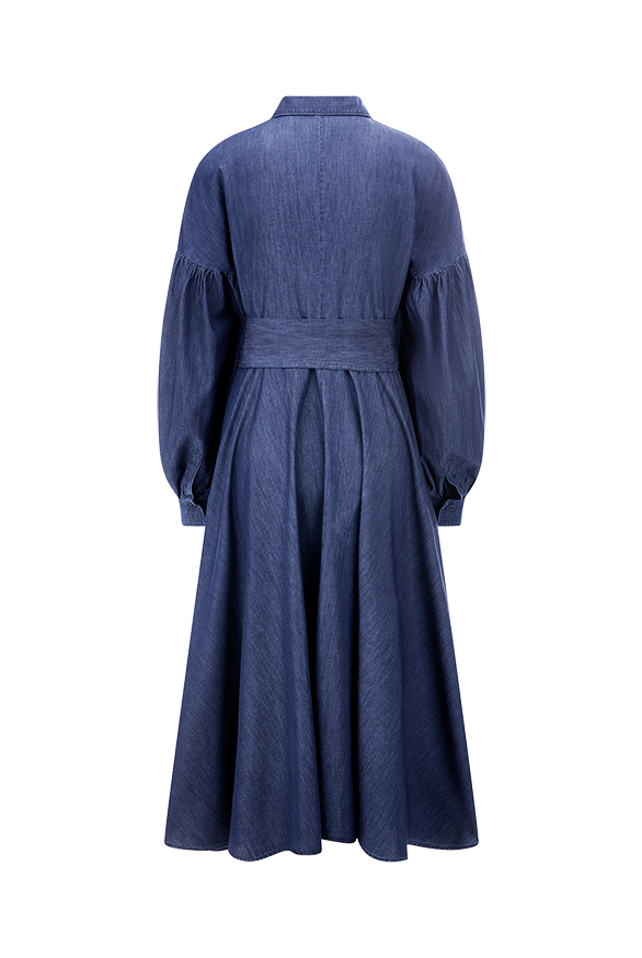 Riani Women's Maxi Denim Dress with Balloon Sleeves