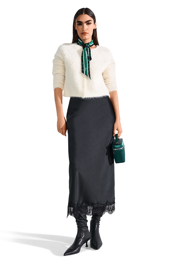 Riani Women's Satin and Lace Maxi Skirt