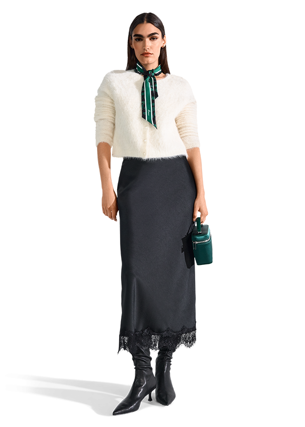 Riani Women's Satin and Lace Maxi Skirt