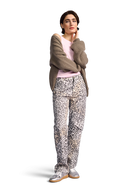 Riani Women's Straight Fit Trousers with Leopard Print