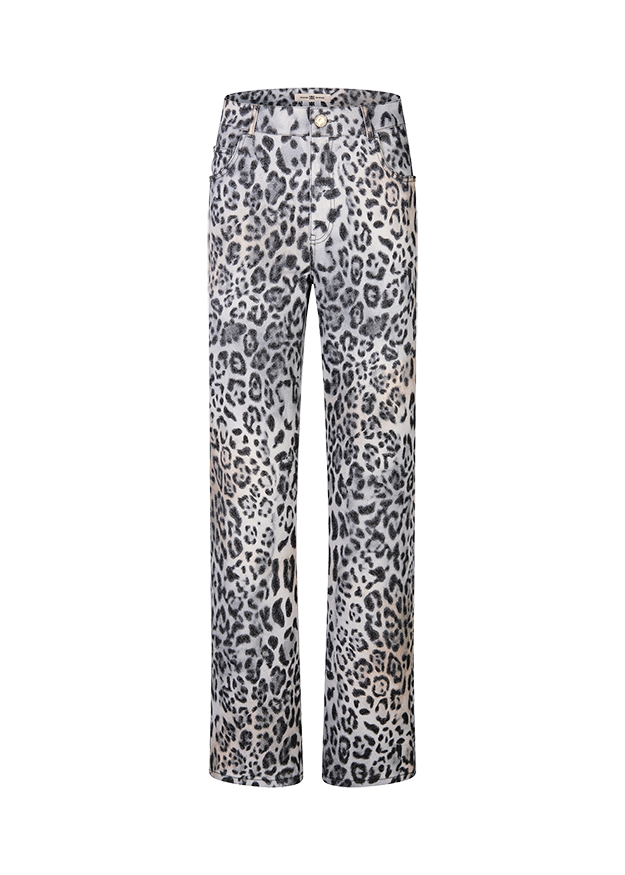 Riani Women's Straight Fit Trousers with Leopard Print