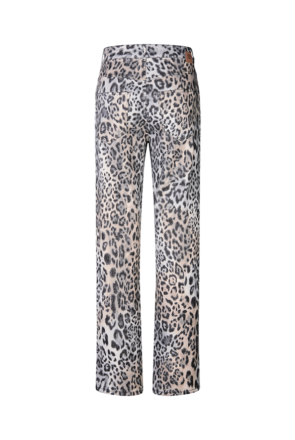 Riani Women's Straight Fit Trousers with Leopard Print