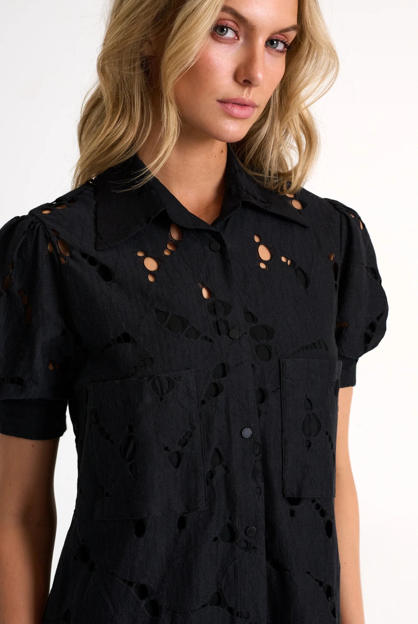 Shan Women's Modern Lace Puff Sleeves Dress