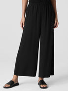 Silk Georgette Crepe Wide-Leg Pant