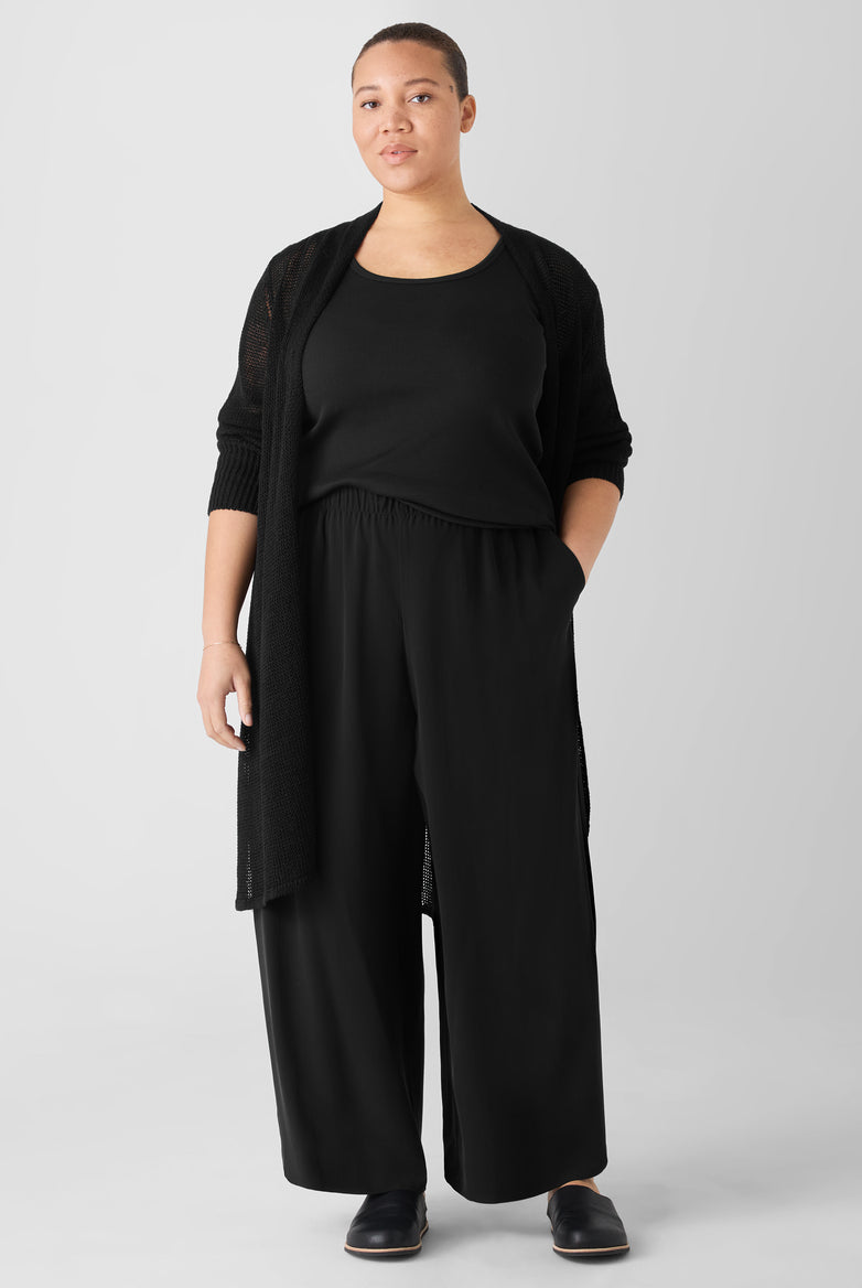 Silk Georgette Crepe Wide-Leg Pant