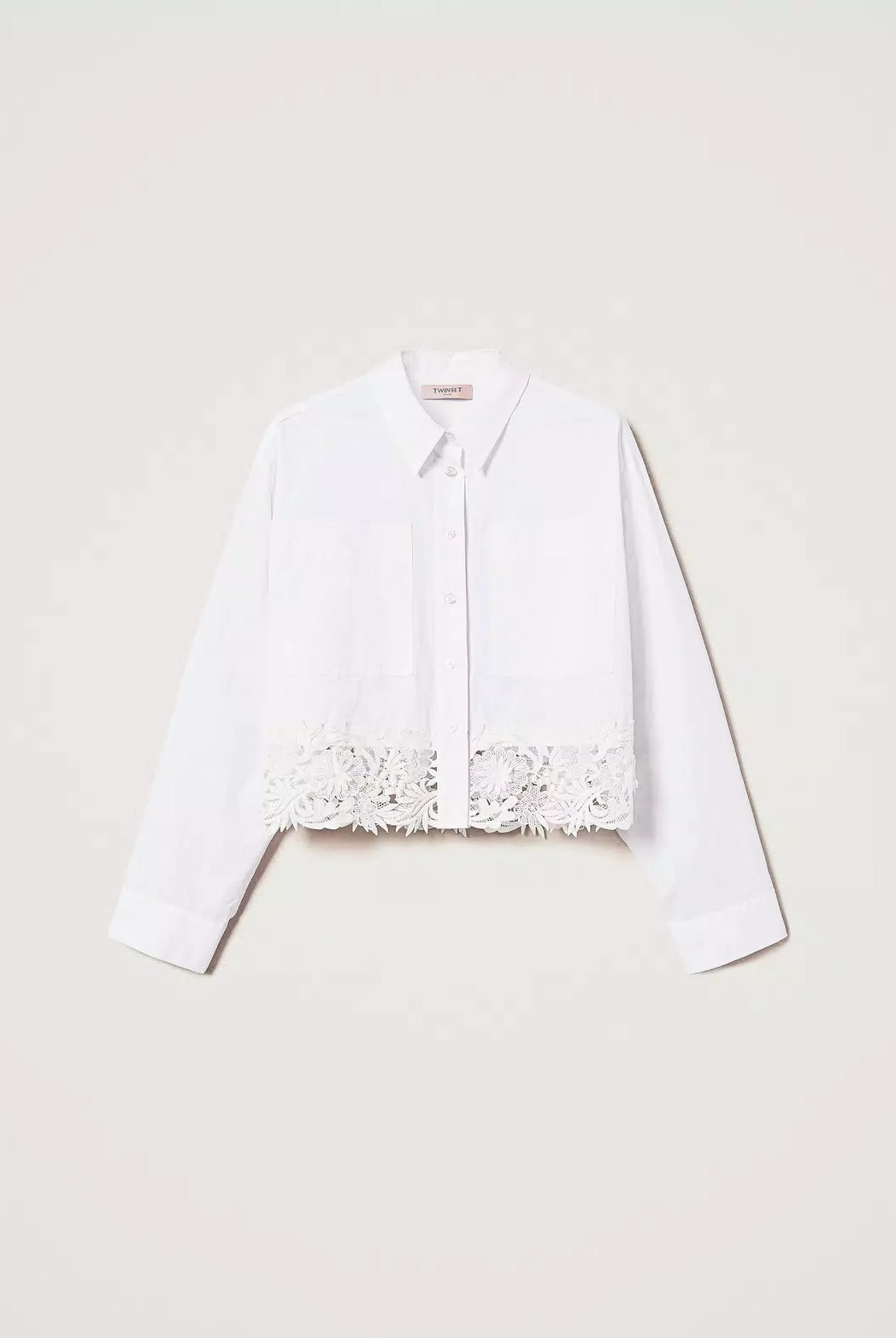 Twinset Women's Boxy Poplin Shirt with Lace