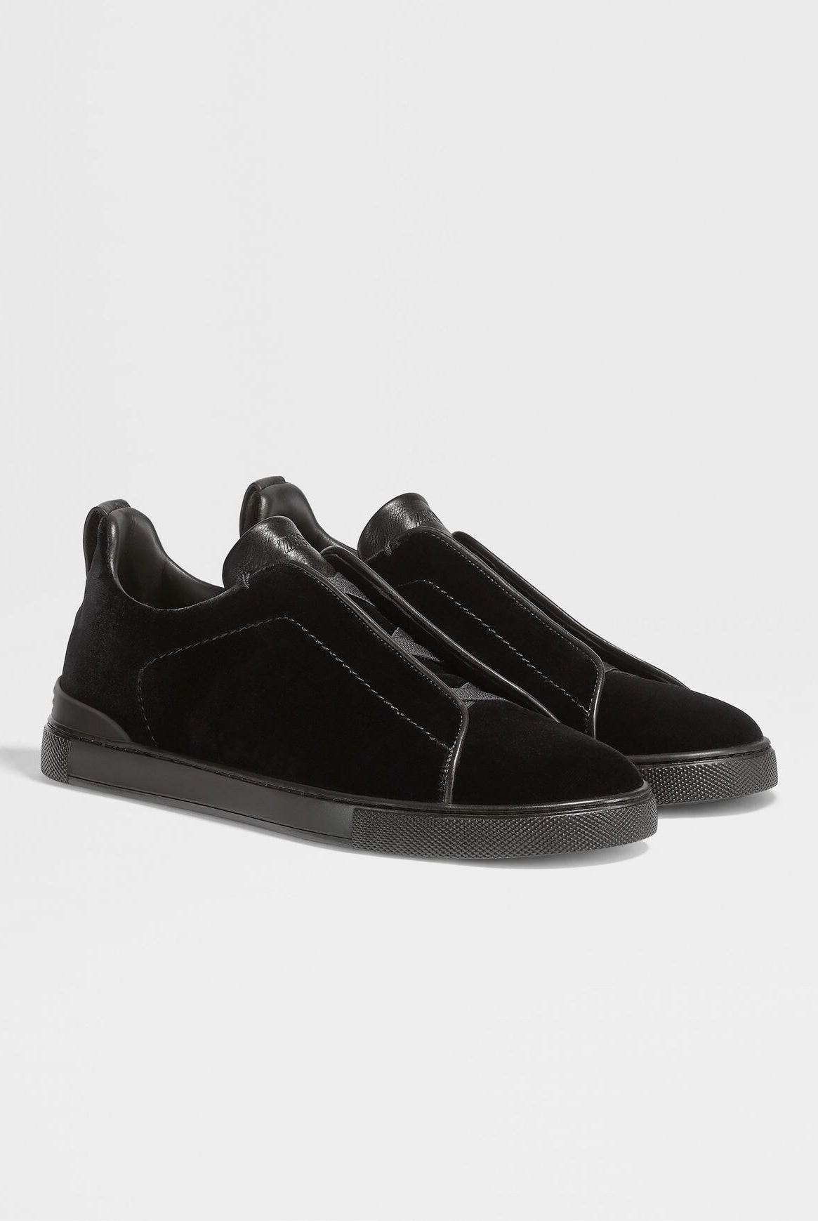 Zegna Men's Black Velvet Triple Stitch™ Sneakers
