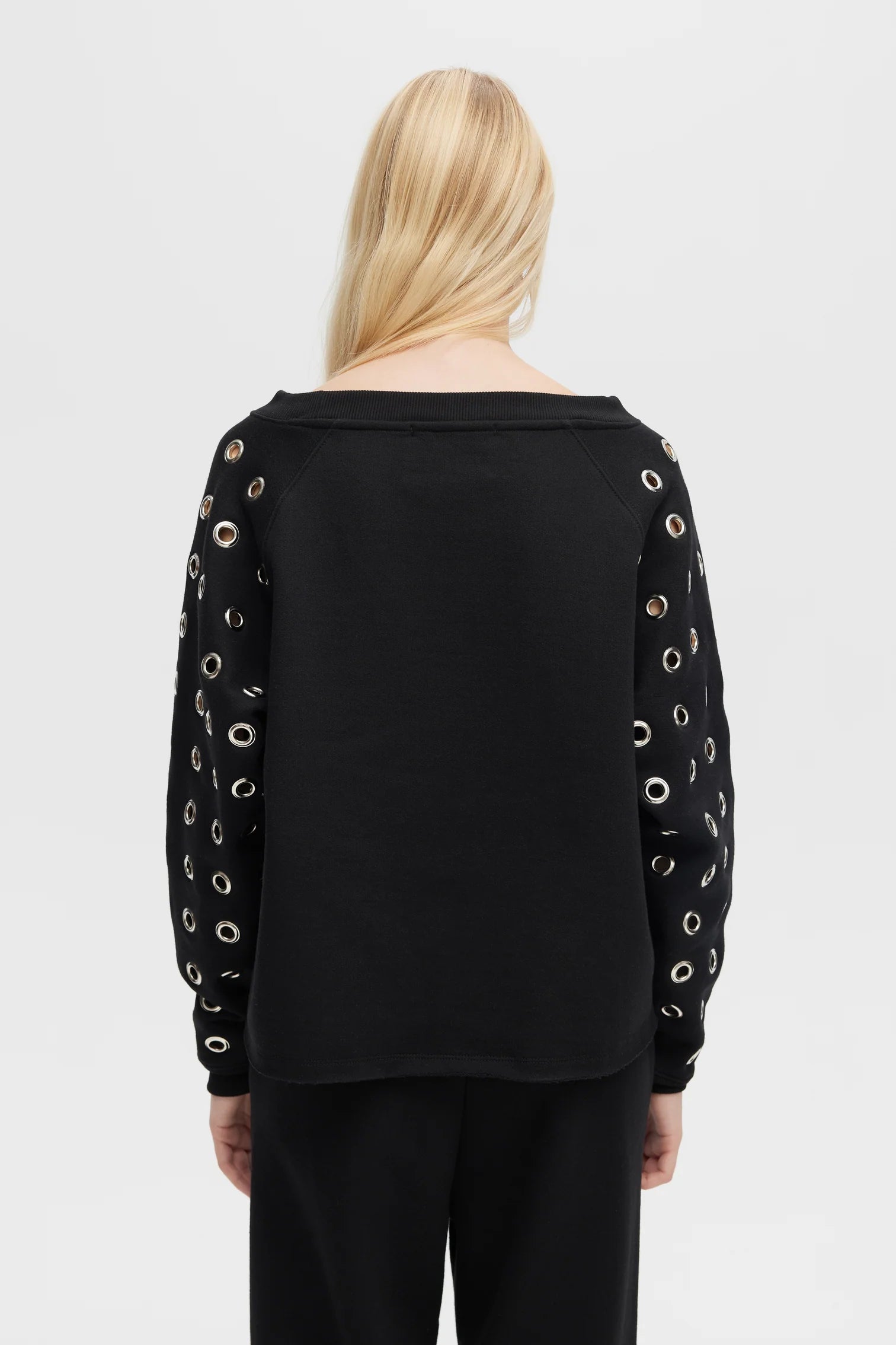 CHRLDR Women's Anna Grommet Crop Boat Neck Sweater