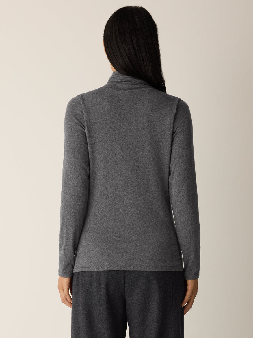 Eileen Fisher Women's Mélange Sheer Cotton Blend Knit Turtleneck Top
