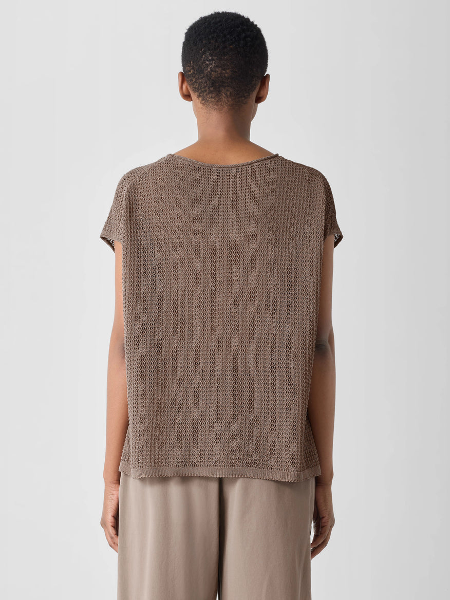 Eileen Fisher Women's Organic Cotton Cord Sheen Jewel Neck Top