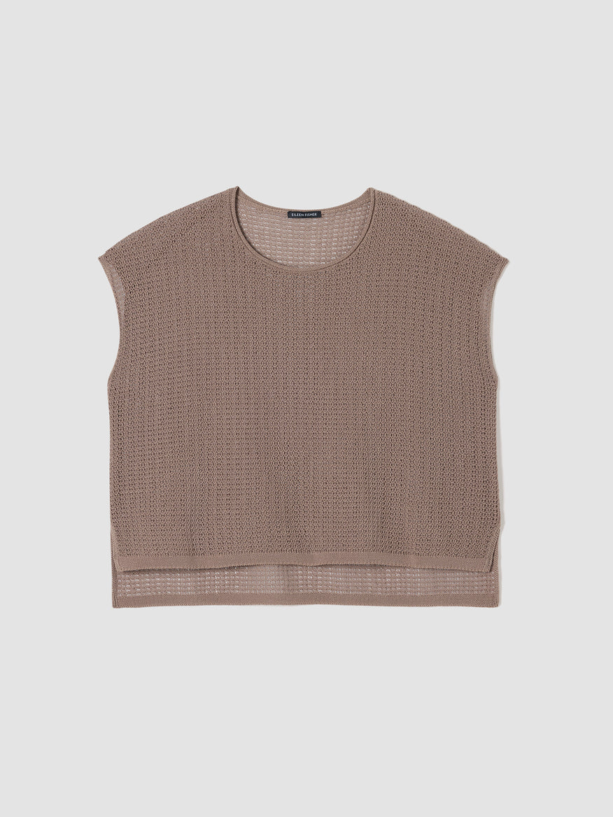 Eileen Fisher Women's Organic Cotton Cord Sheen Jewel Neck Top