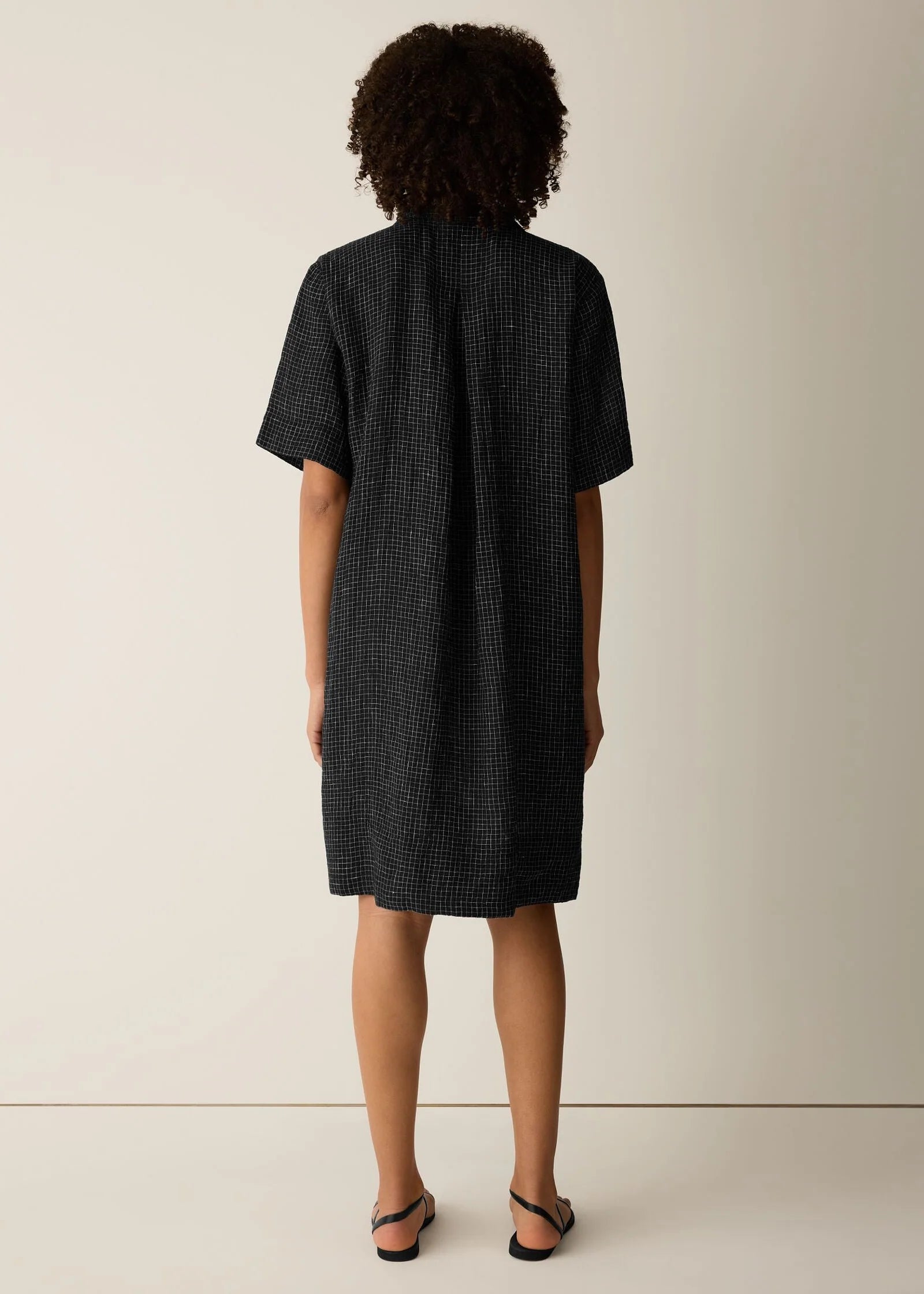 white christmas dresses Eileen Fisher Women's Puckered Organic Linen Grid Classic Collar Dress –  Channers