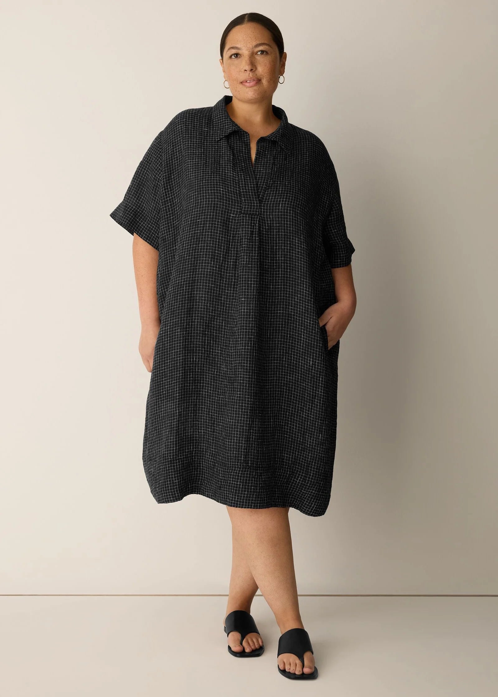 skater dress long sleeve Wilder | Black Embellished Square-Neck Long-Sleeve Skater Mini Dress main image 0