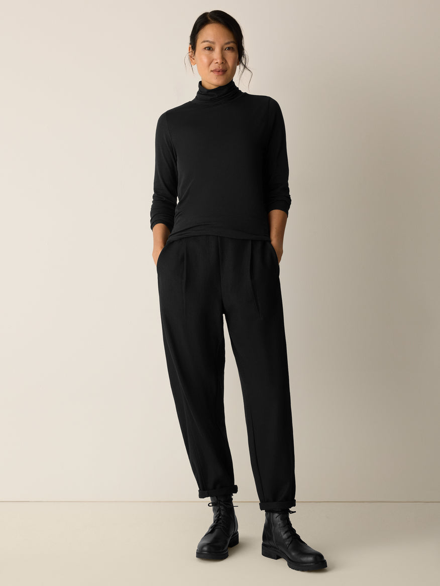 Eileen Fisher Women's Sheer Cotton Blend Knit Turtleneck Top