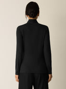 Eileen Fisher Women's Sheer Cotton Blend Knit Turtleneck Top
