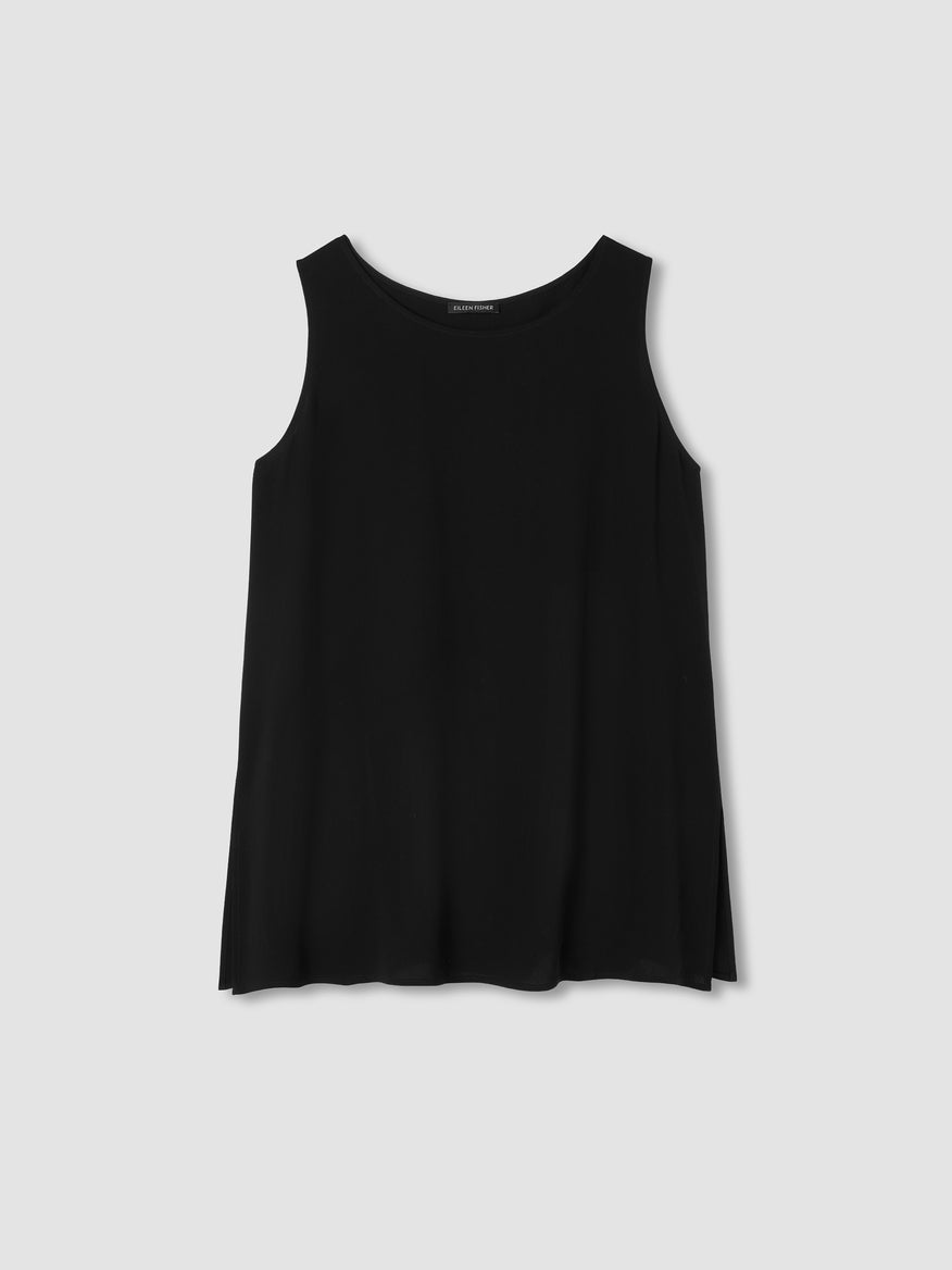 Eileen Fisher Women's Silk Georgette Crepe Ballet Neck Long Tank