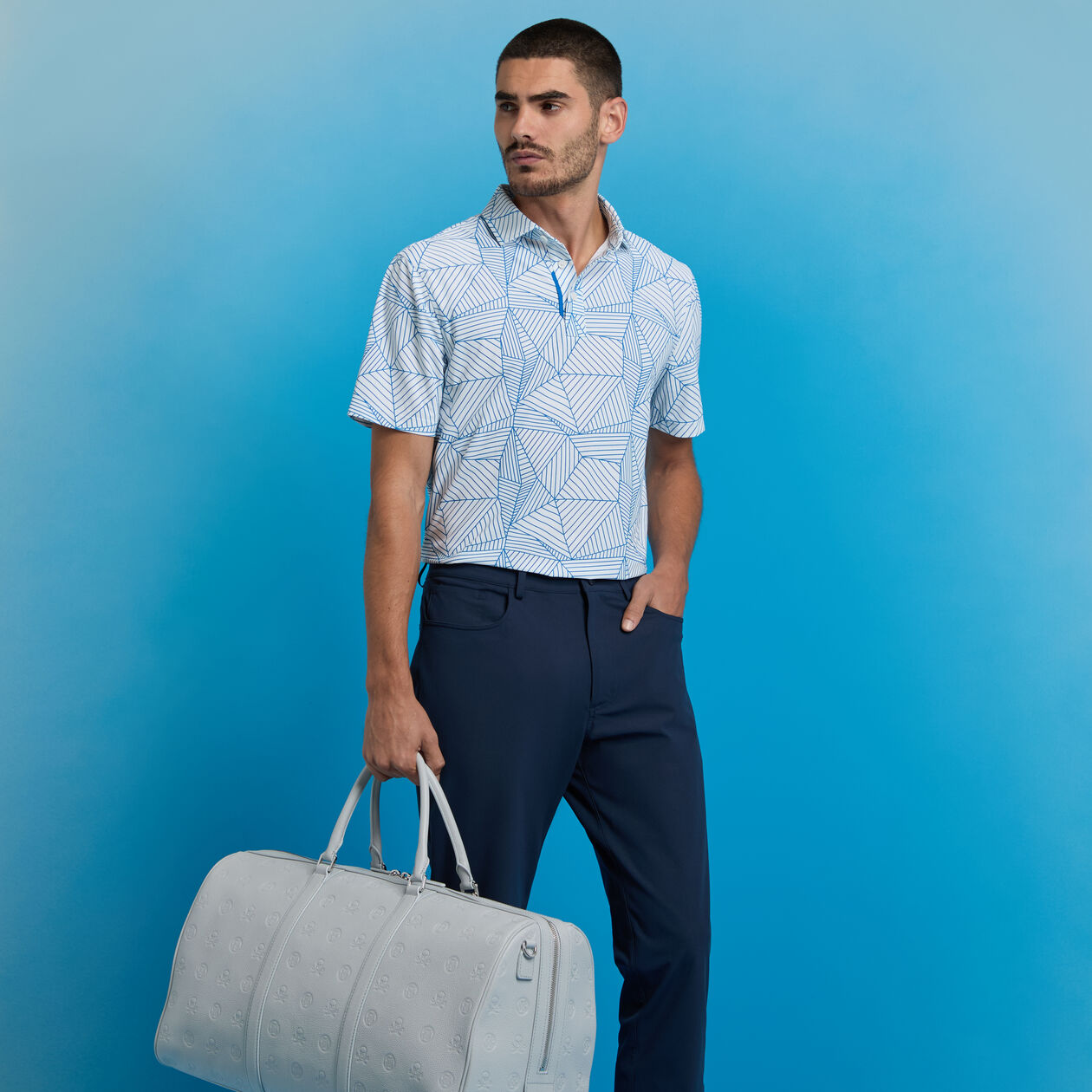 G Fore Men's Geometric Tech Pique Polo