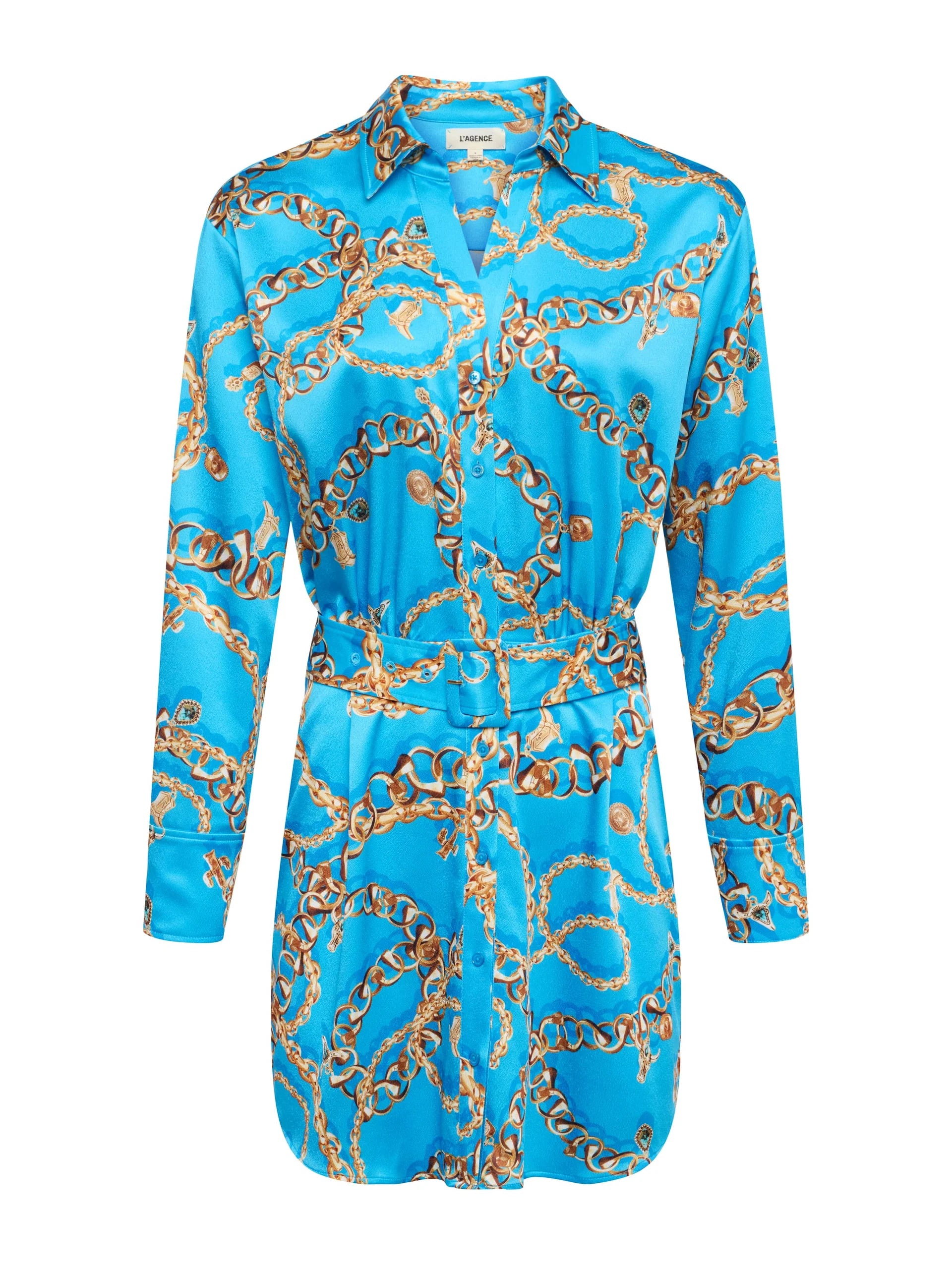 L'Agence Women's Demie Satin Shirt Dress