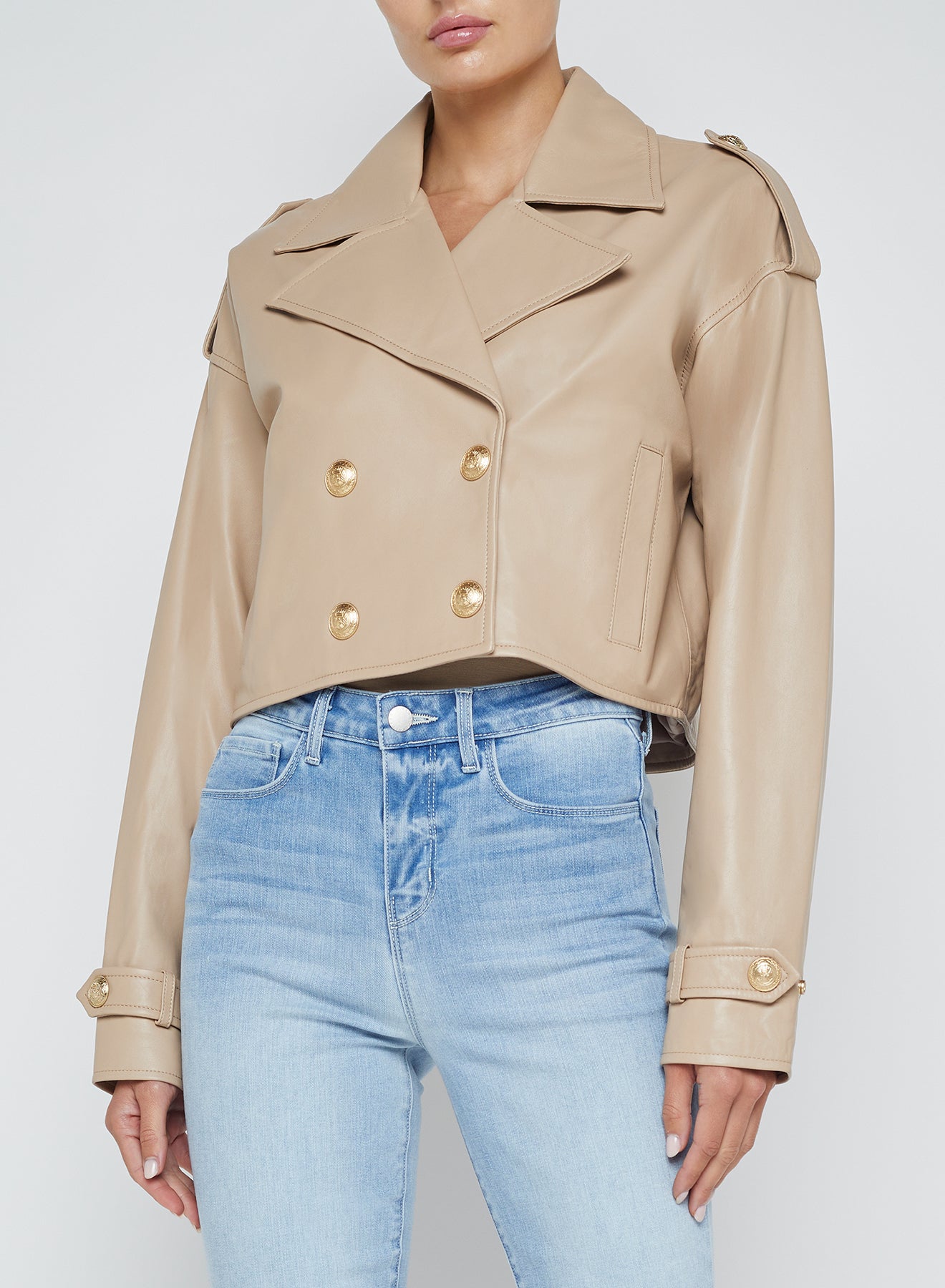 L'Agence Women's Kento Cropped Leather Trench