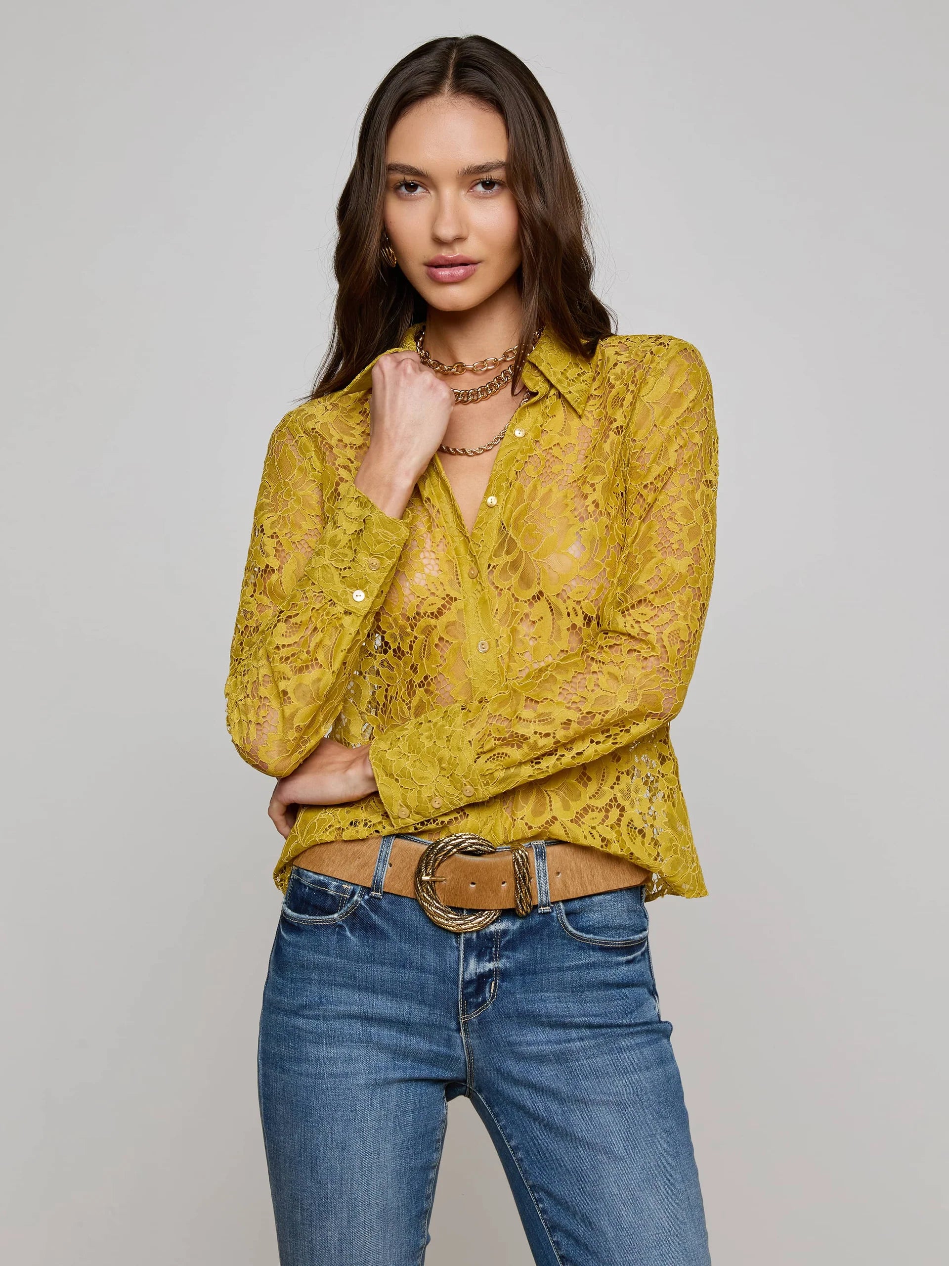 L'Agence Women's Maia Floral Lace Blouse