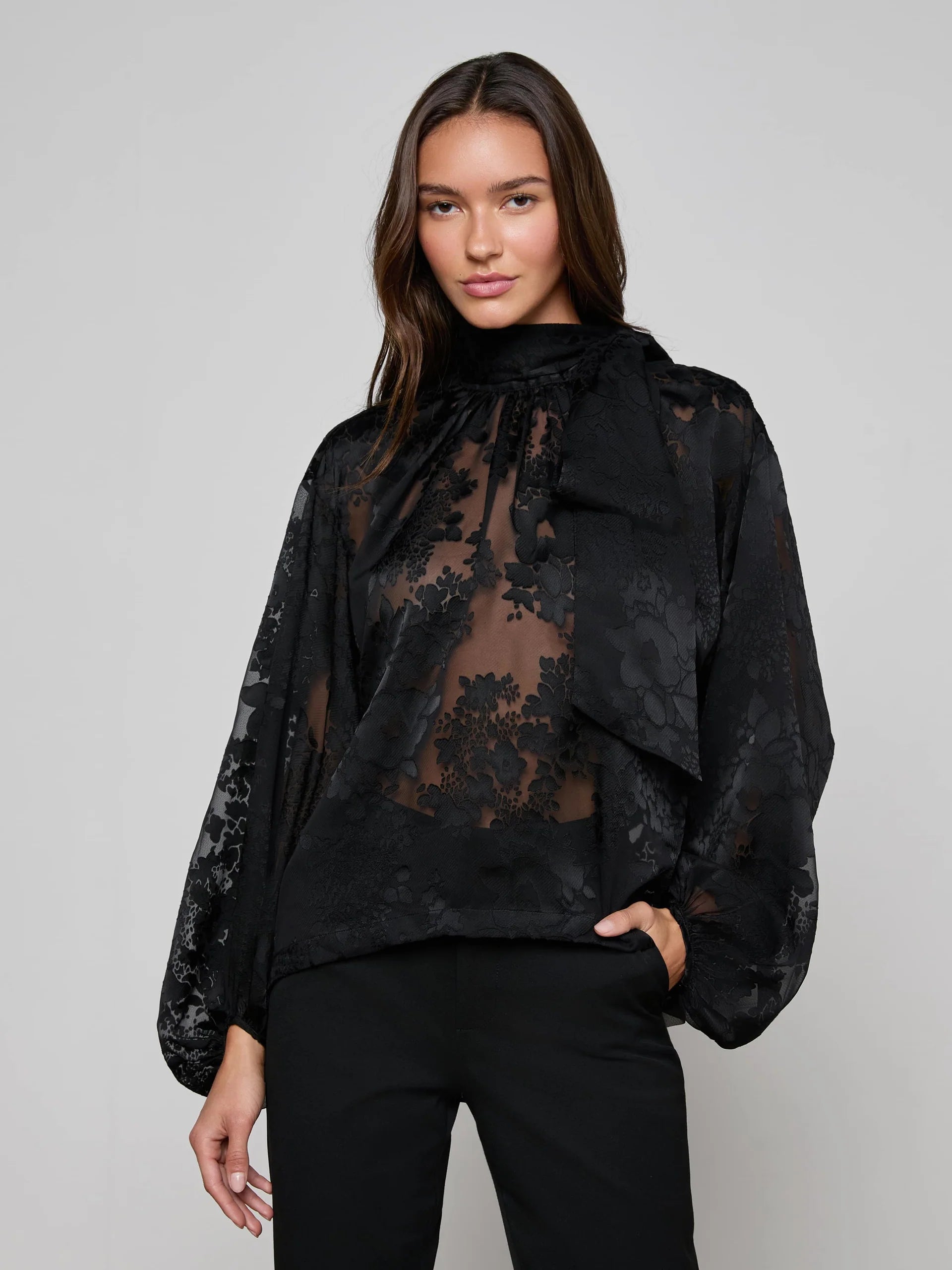 L'Agence Women's Rhett Burnout Satin Blouse