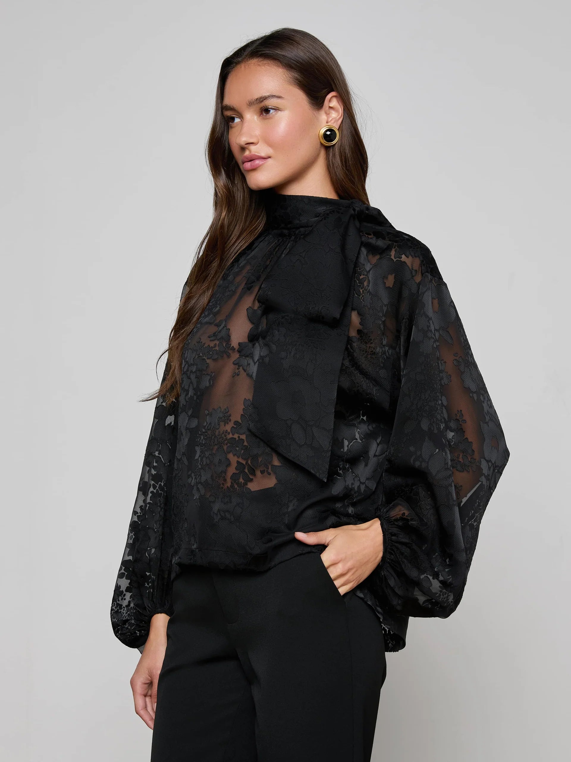 L'Agence Women's Rhett Burnout Satin Blouse
