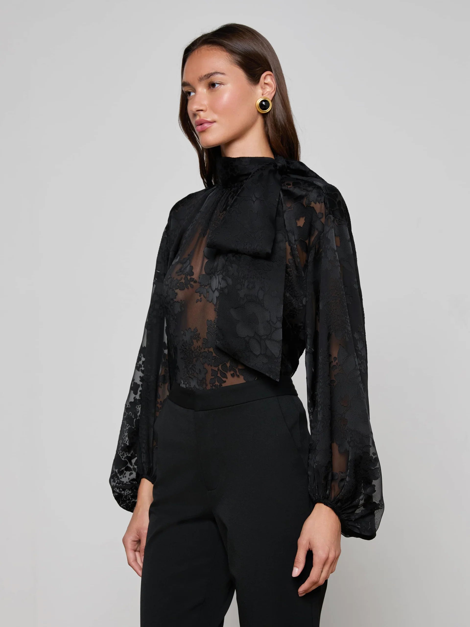 L'Agence Women's Rhett Burnout Satin Blouse