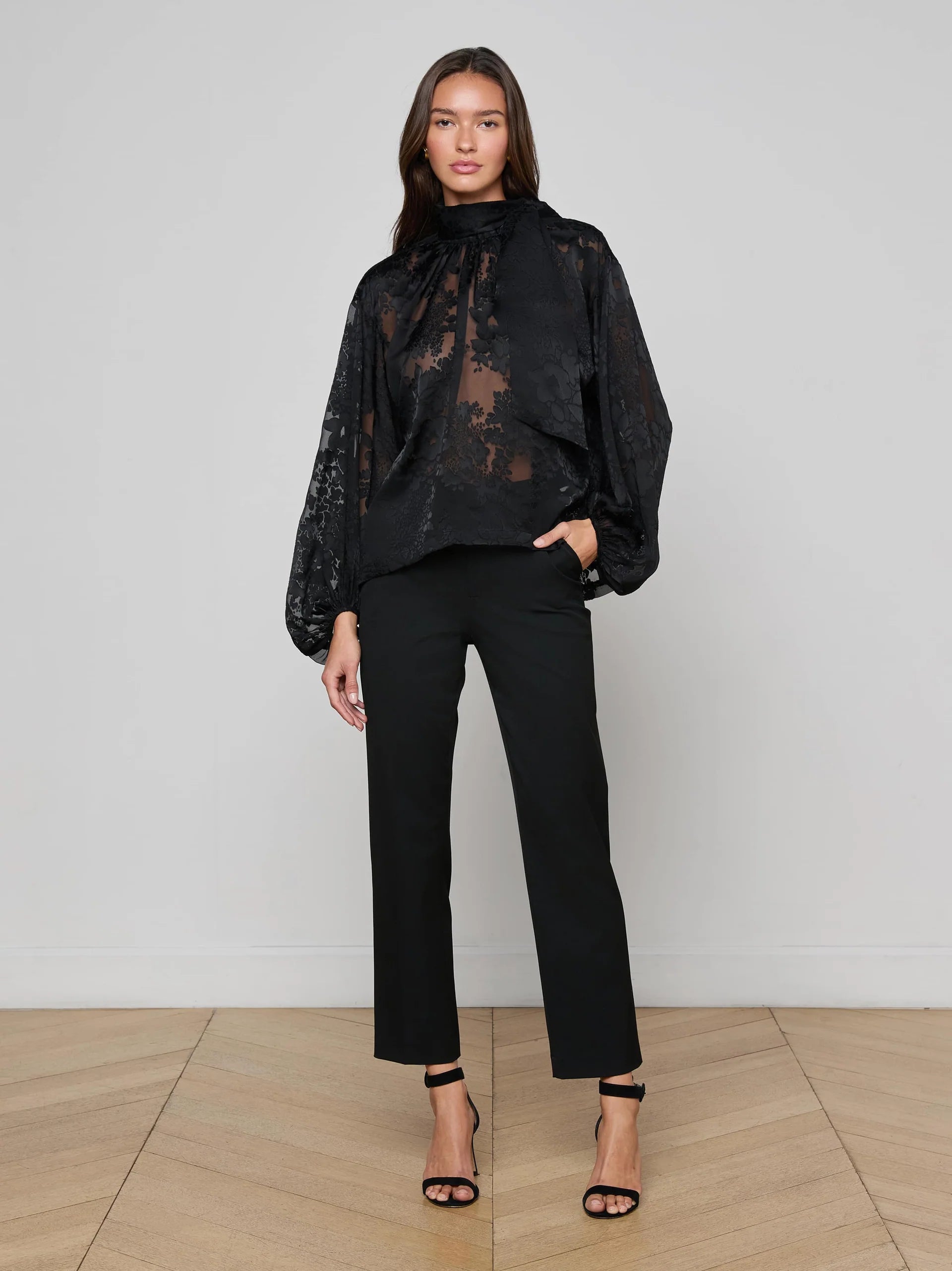 L'Agence Women's Rhett Burnout Satin Blouse