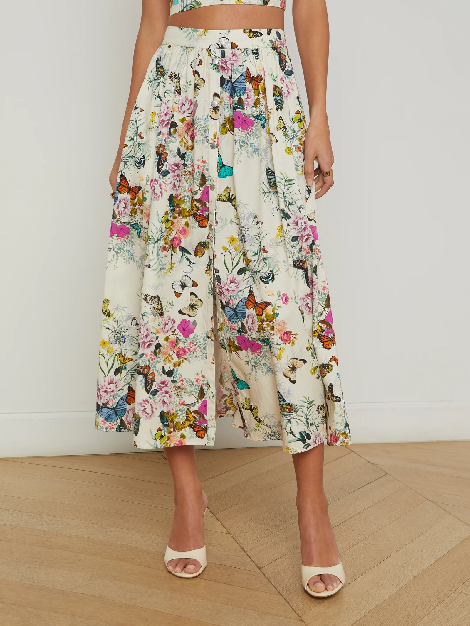 L'Agence Women's Seina Poplin Midi Skirt