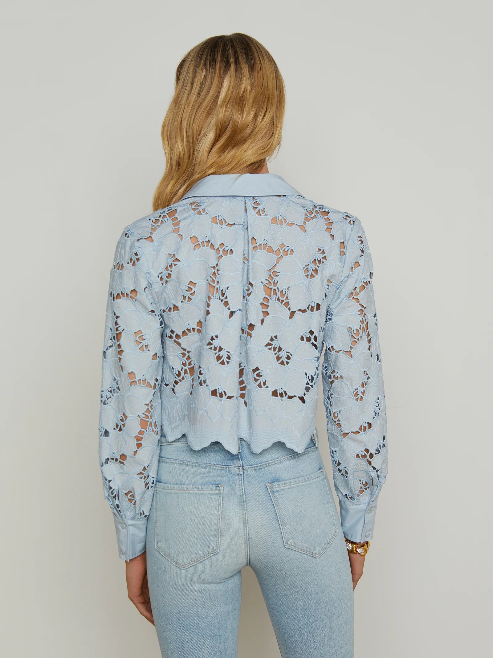 L'Agence Women's Seychelle Lace Cropped Blouse